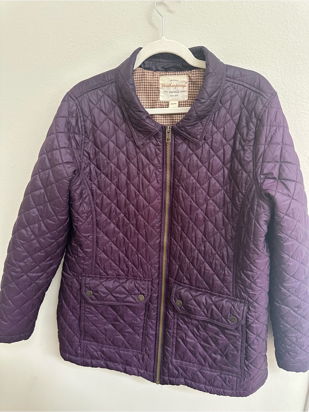 Original Weatherproof Women’s Quilted Plum color Purple Jacket, Size XL